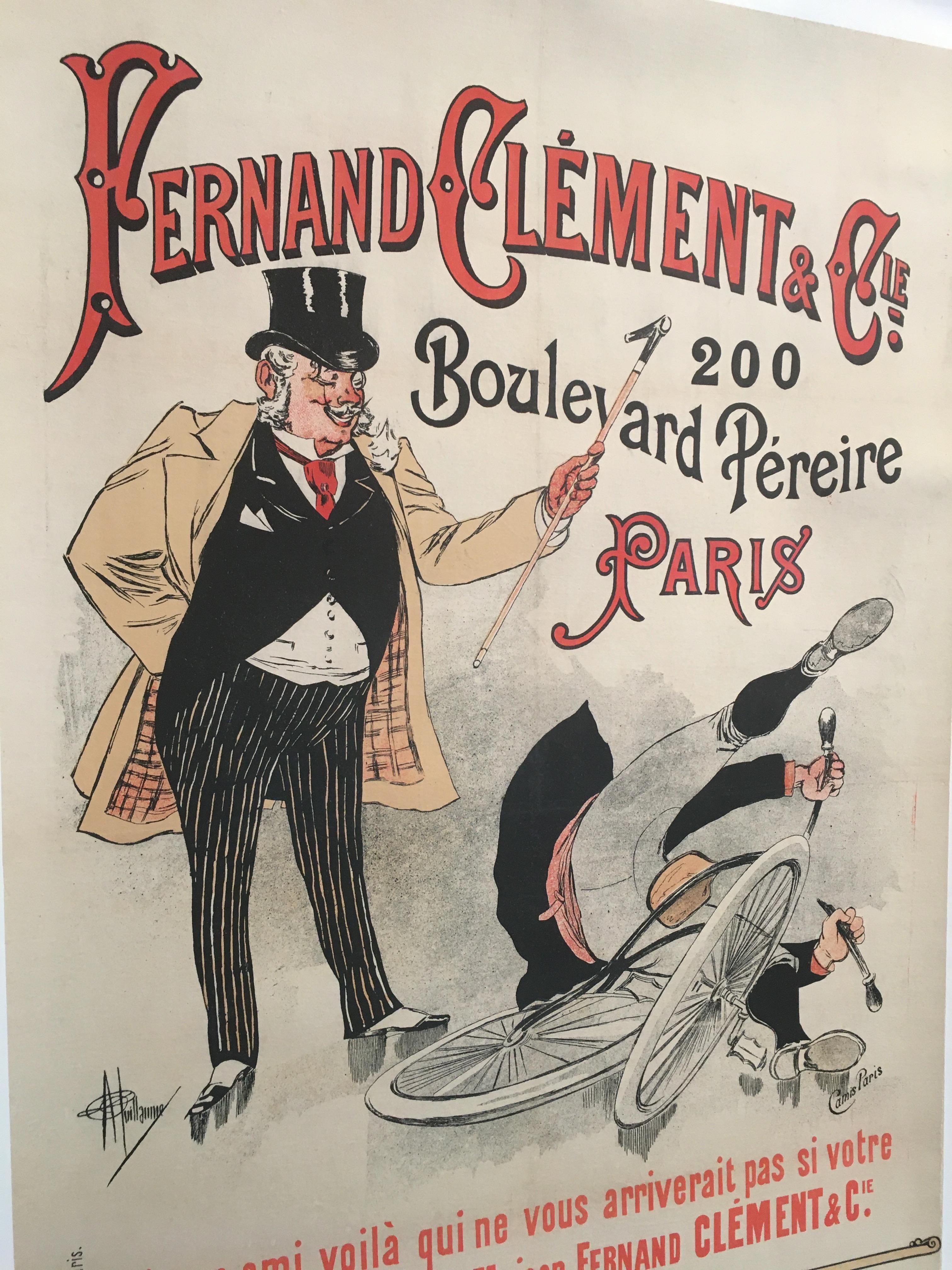 Original vintage French poster, 'Fernand Calment & Co', 1896 bicycle poster

Year:
1896

Dimensions: 
118 x 77 cm

Condition: 
Good

Format: 
Linen backed.