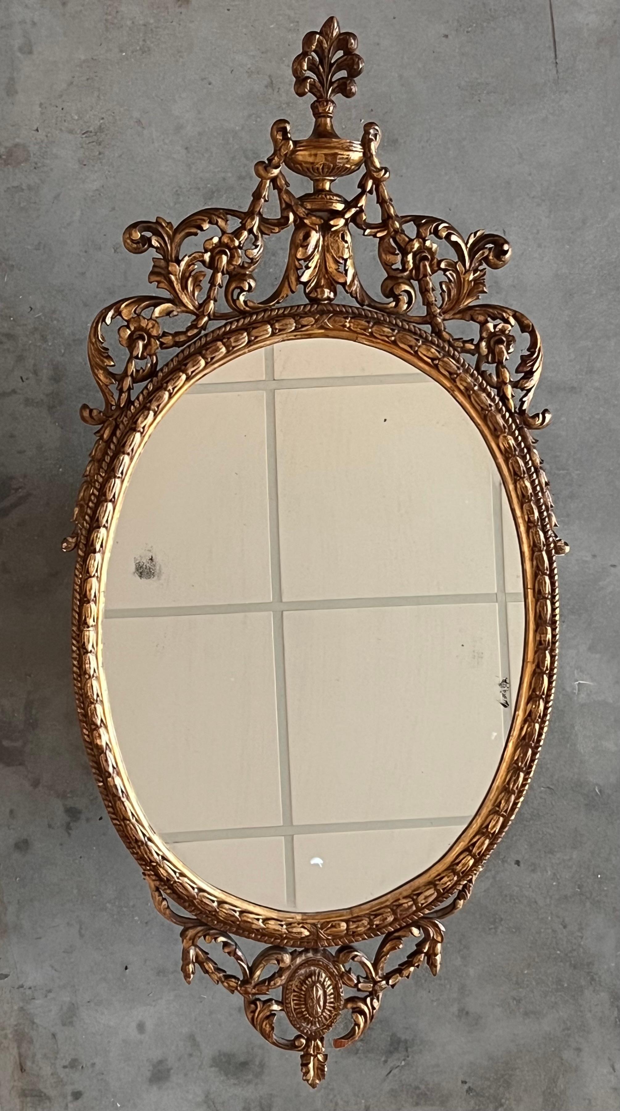 Adam Style Late 18th Century Oval Gilt Mirror For Sale