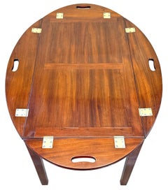 Oval Mahogany Georgian 18th Century Butlers Tray On Stand