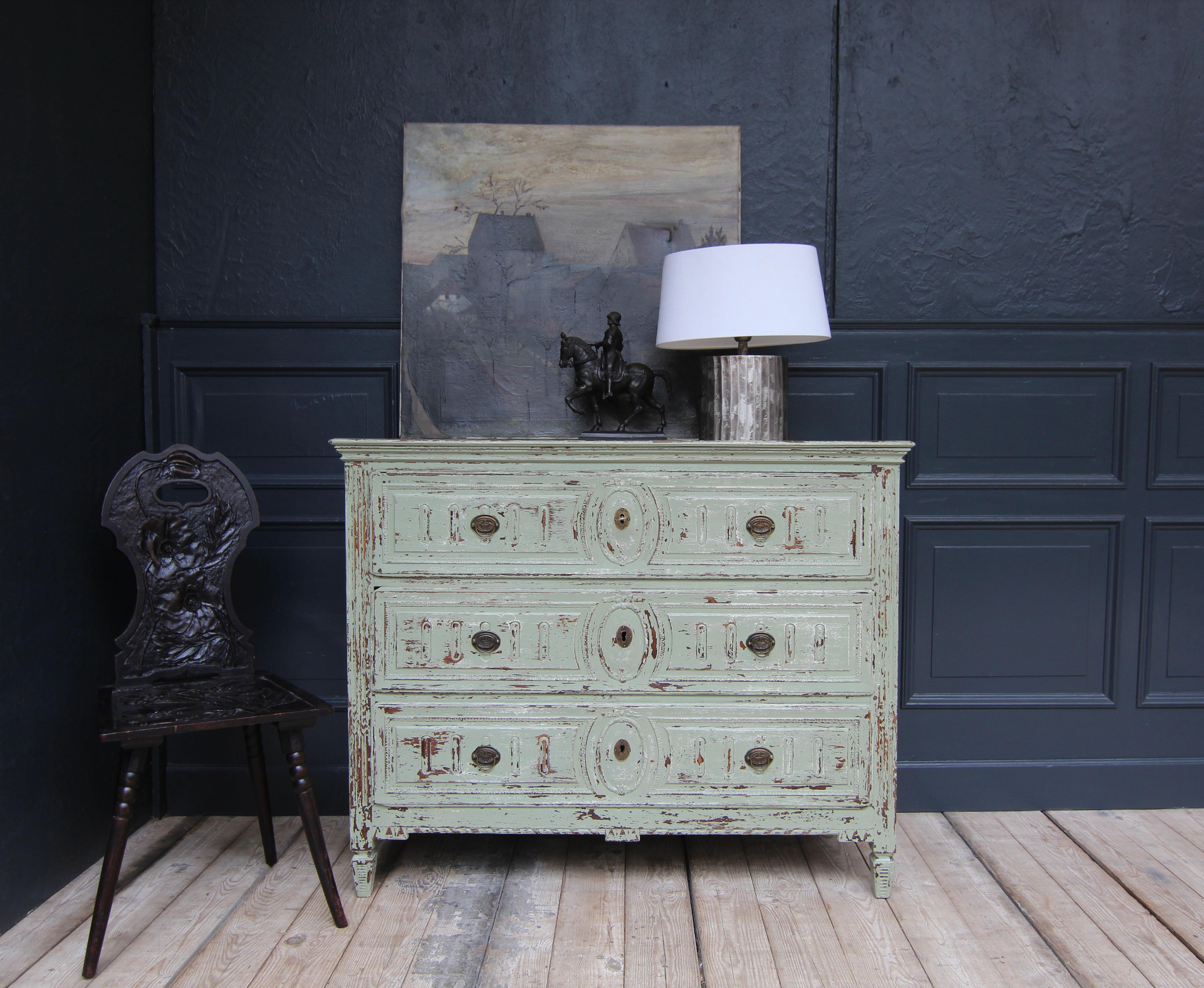 European Late 18th Century Painted Louis XVI Chest of Drawers For Sale