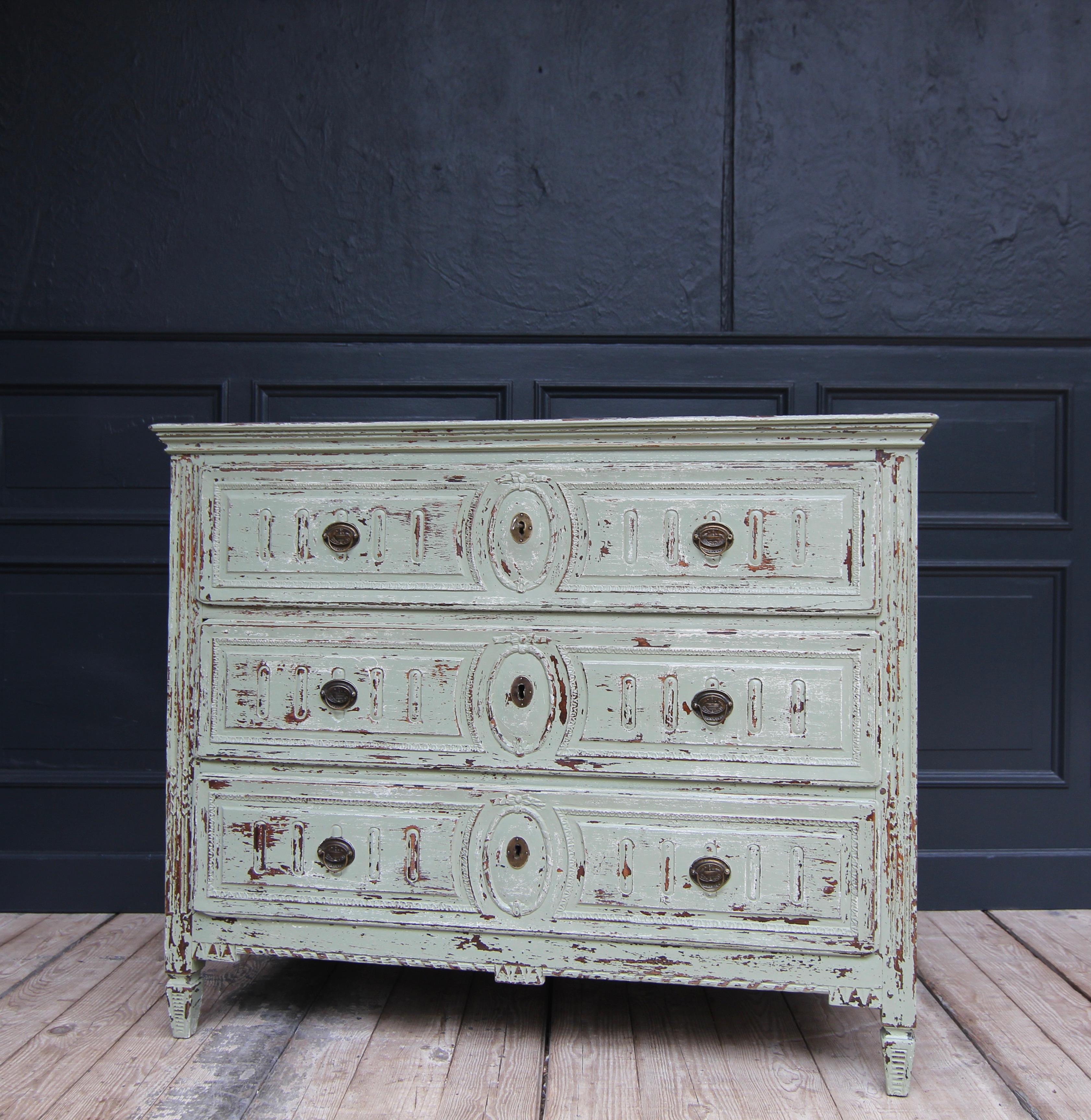 Oak Late 18th Century Painted Louis XVI Chest of Drawers For Sale