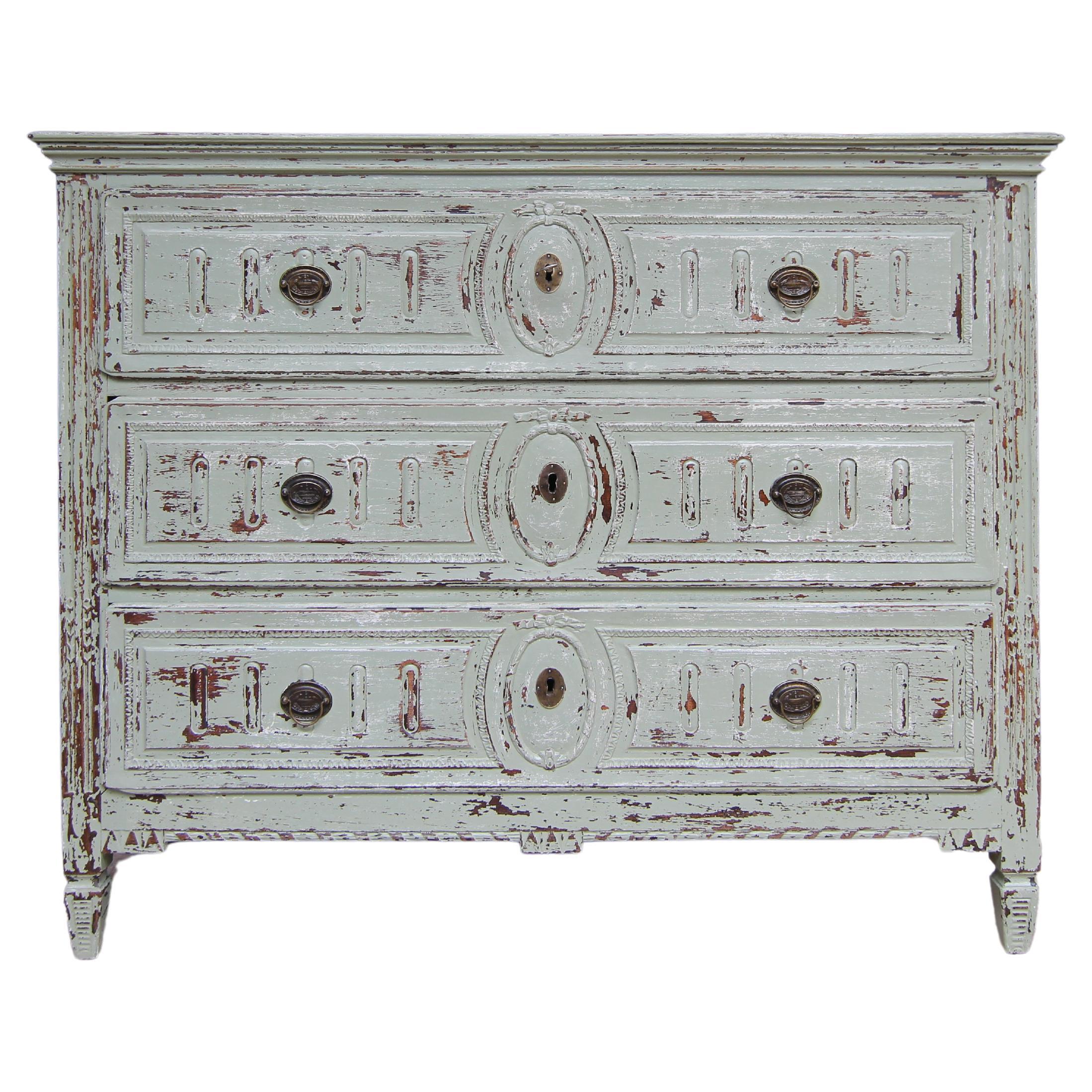 Late 18th Century Painted Louis XVI Chest of Drawers For Sale
