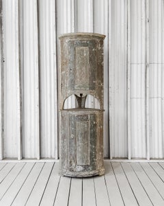 Late 18th Century Painted Narrow Swedish Corner Cupboard with Niche
