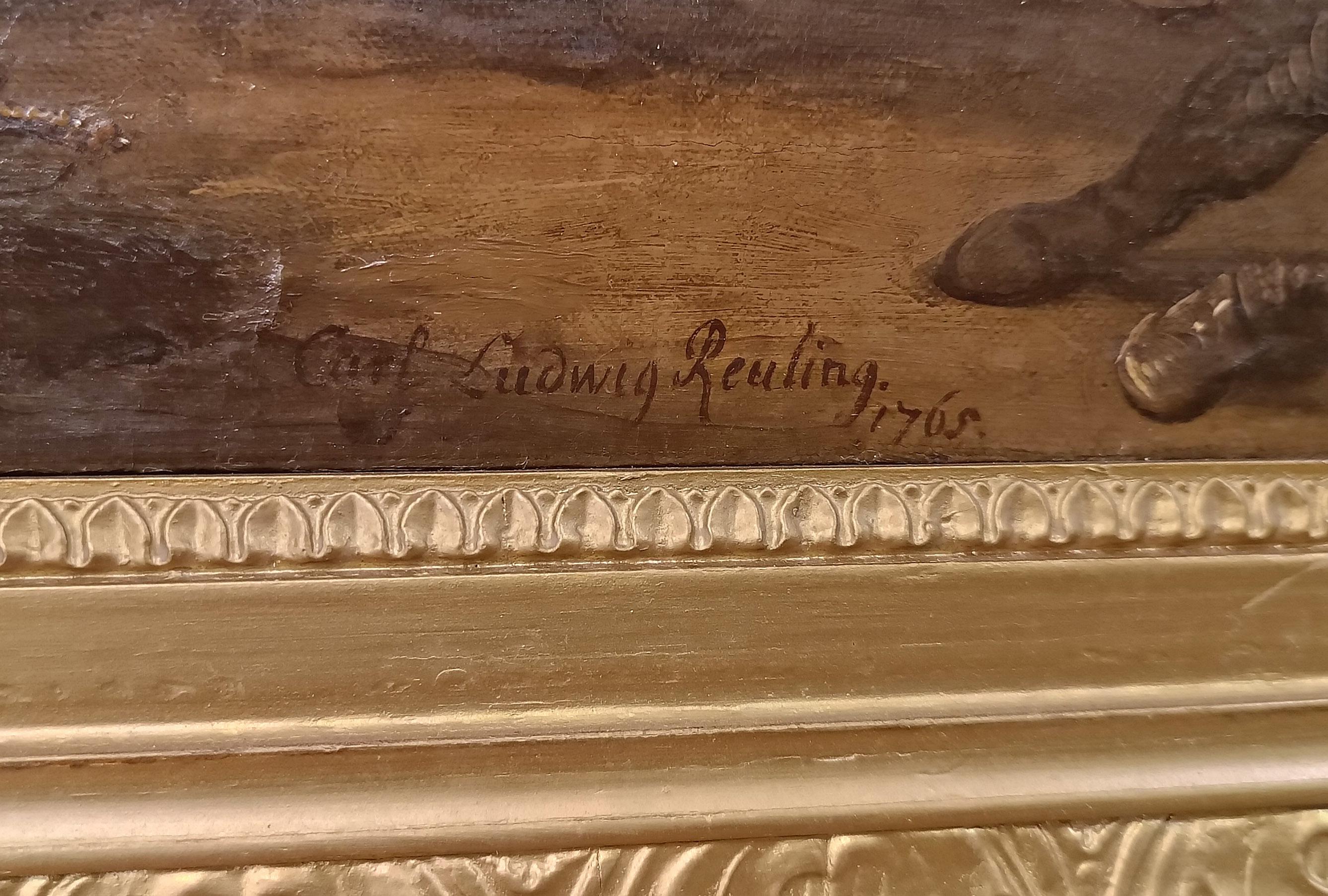 Toile LATE 18th CENTURY PAINTING WITH A BATTLE SCENE en vente