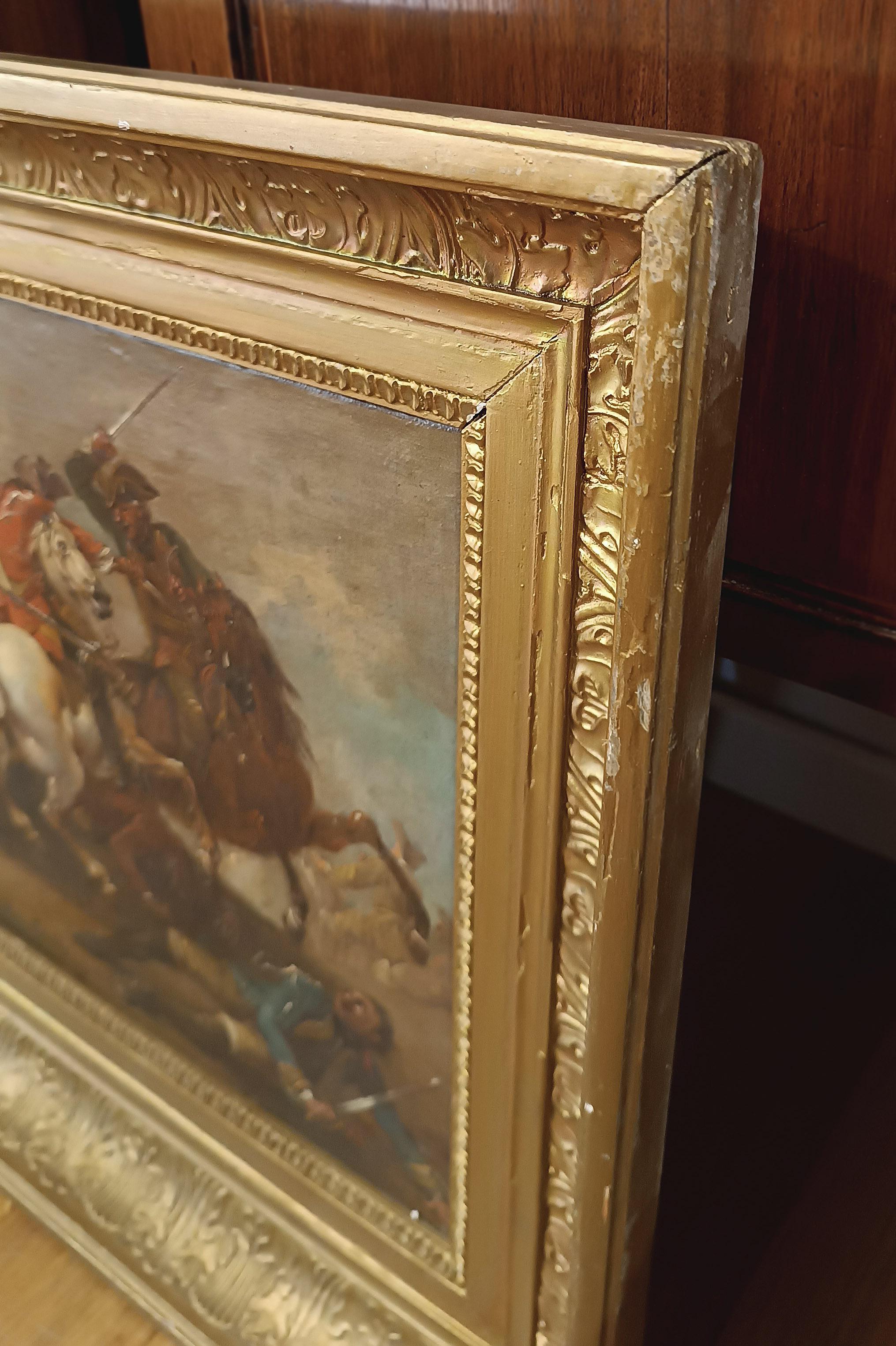 LATE 18th CENTURY PAINTING WITH A BATTLE SCENE en vente 1