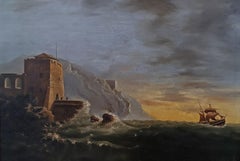 LATE 18th CENTURY PAINTING WITH SEA AND STORM