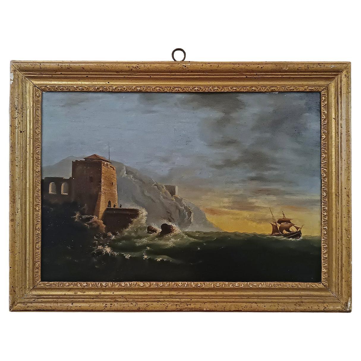 SPÄTES 18. JAHRHUNDERT GEMÄLDE MIT MEER UND STURM