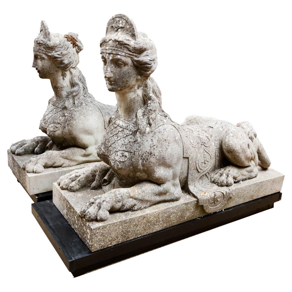 Late 18th Century Pair ‘Coade Stone’ Sphinx Figures