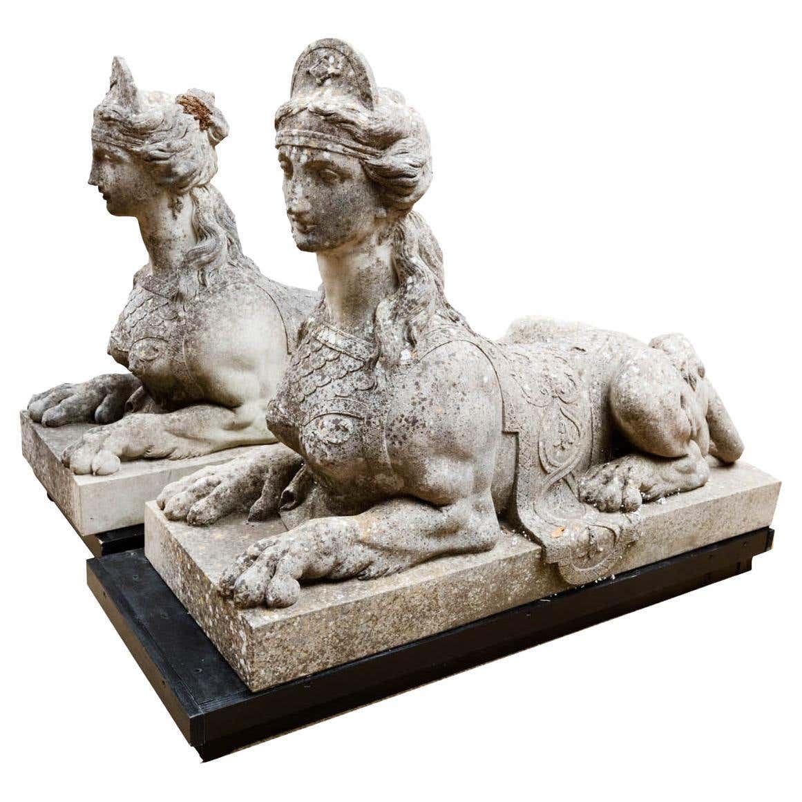 Coade Late 18th Century Pair ‘Coade Stone’ Sphinx Figures For Sale at 1stDibs