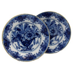 Late 18th Century Pair of Blue & White Delft Plates