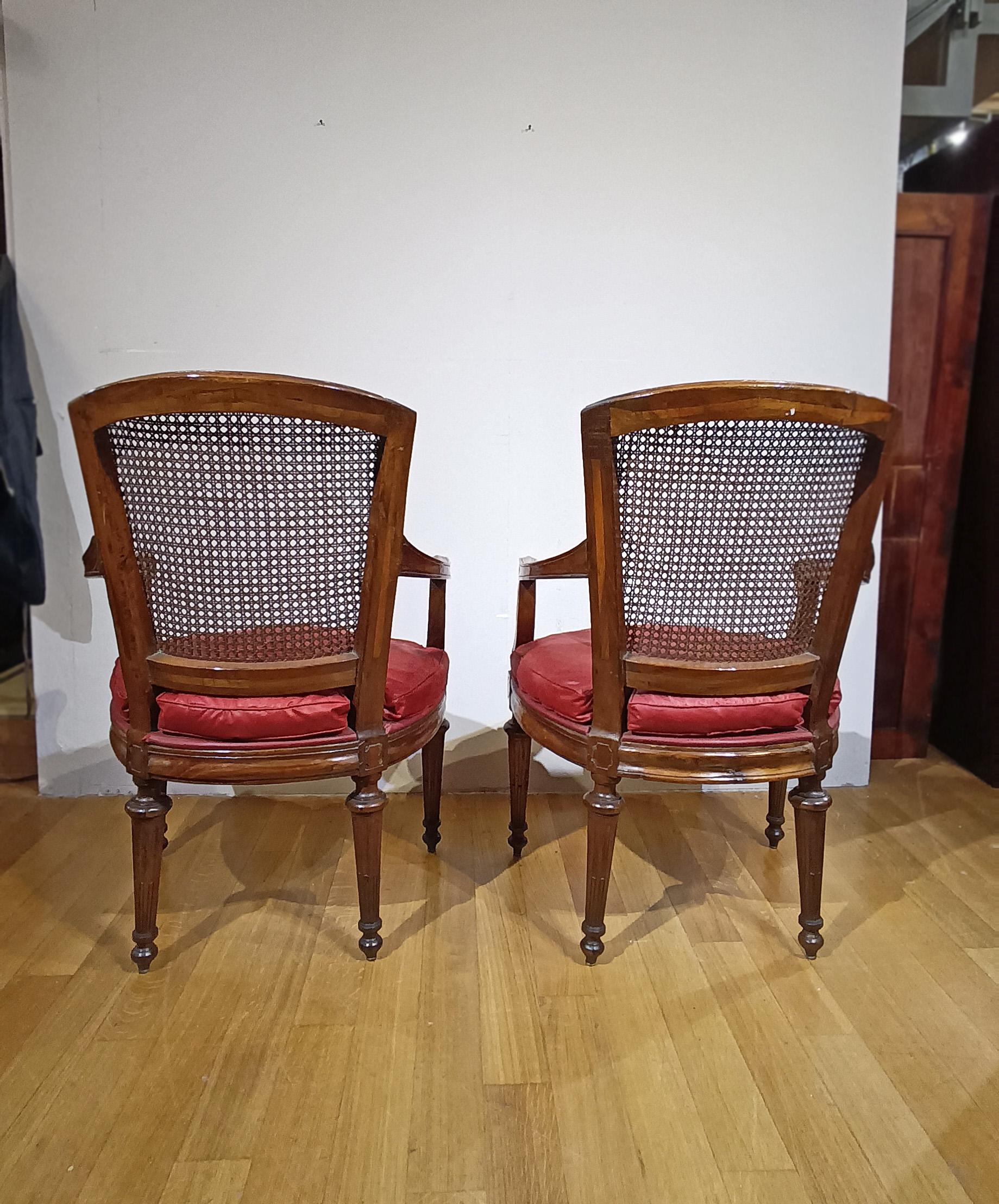Italian LATE 18th CENTURY PAIR OF NEOCLASSICAL ARMCHAIRS For Sale