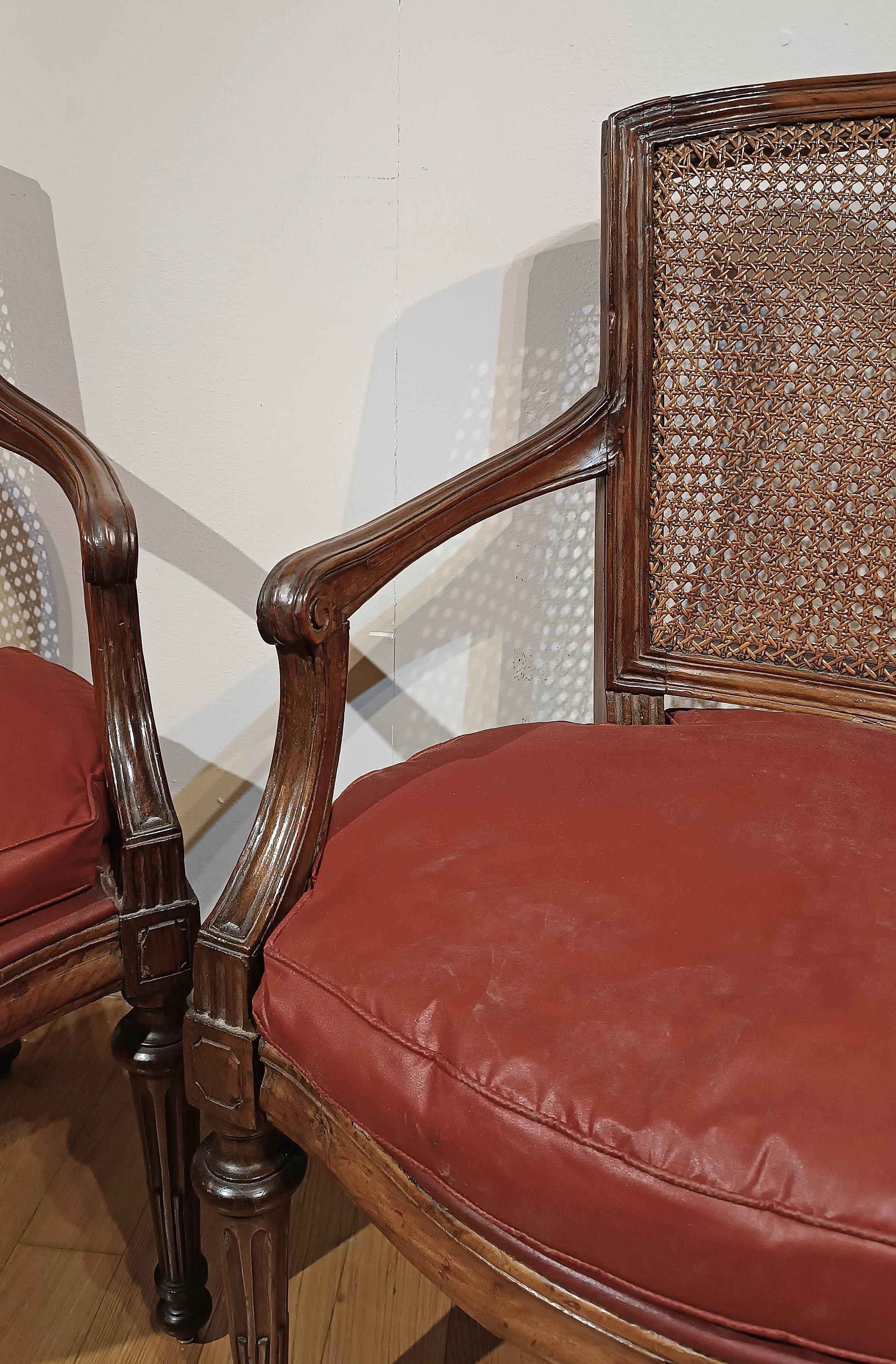 18th Century LATE 18th CENTURY PAIR OF NEOCLASSICAL ARMCHAIRS For Sale