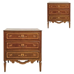 LATE 18TH-CENTURY PAIR OF NEOCLASSICAL CHESTS OF DRAWERS WITH INLAYS