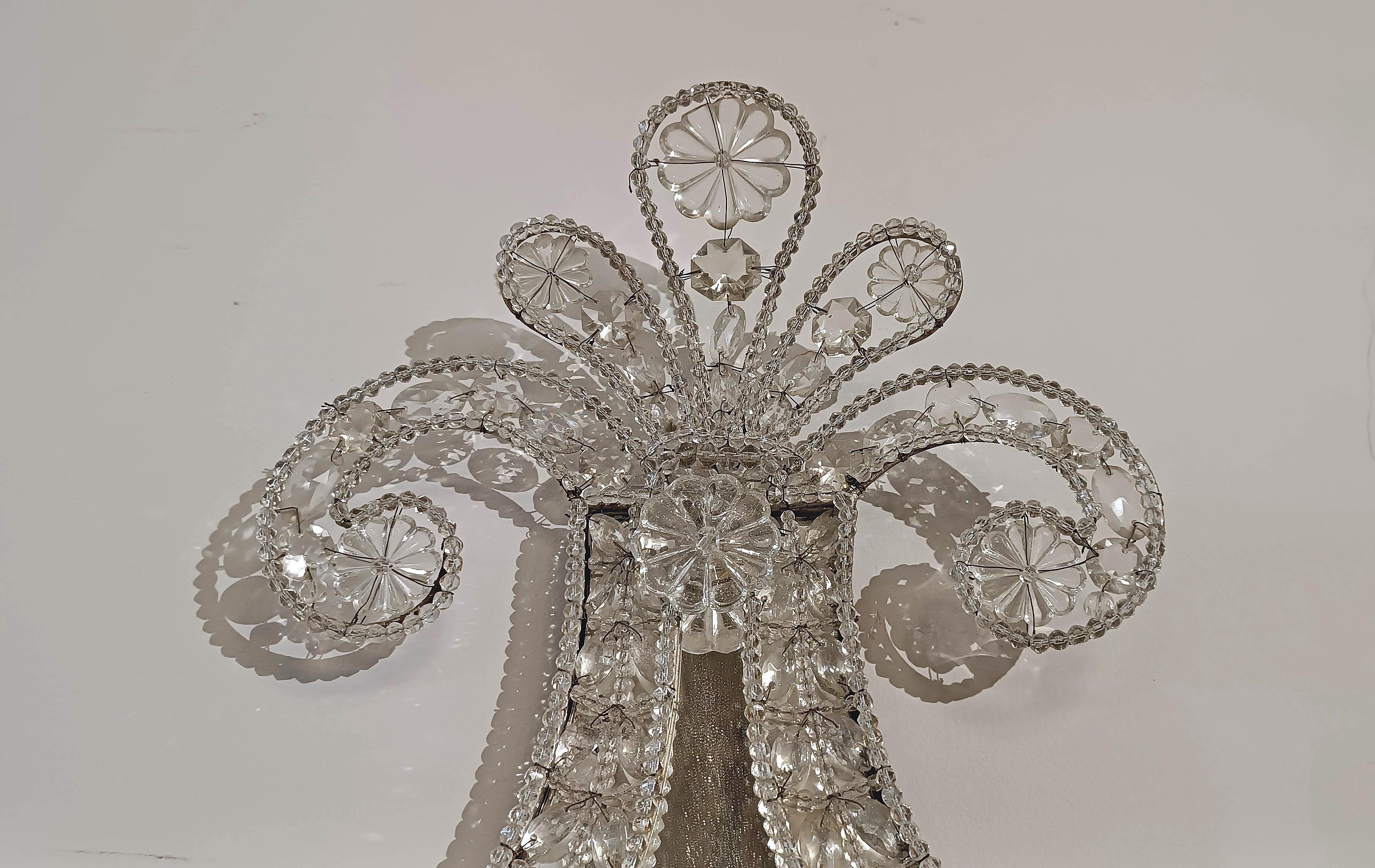 18th Century LATE 18th CENTURY PAIR OF NEOCLASSICAL MIRRORS WITH CRYSTALS in vendita