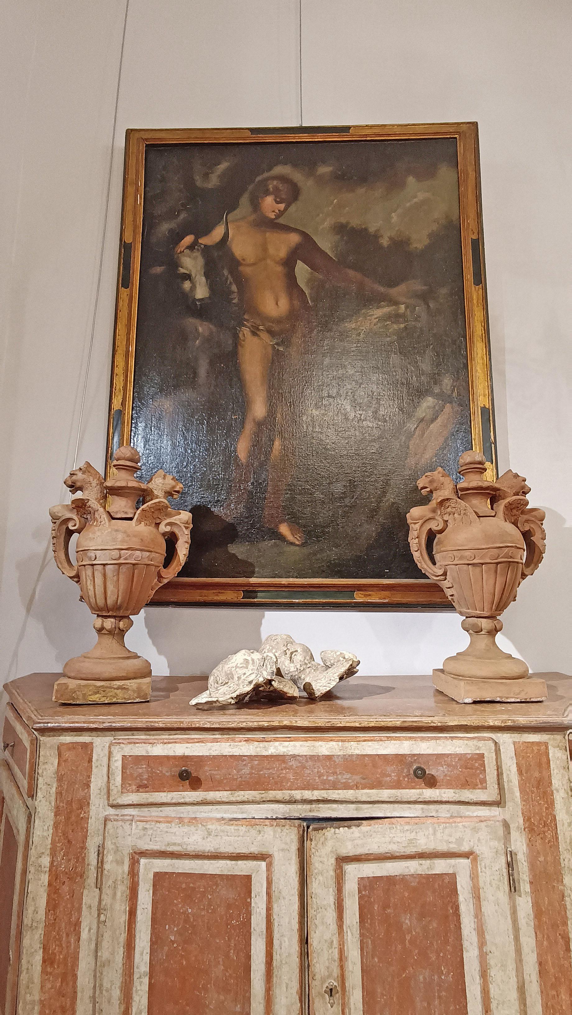 LATE 18th CENTURY PAIR OF NEOCLASSICAL TERRACOTTA VASES in vendita 1