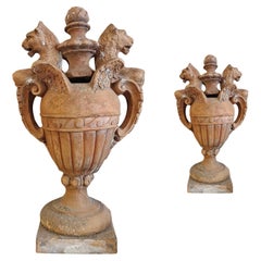 LATE 18th CENTURY PAIR OF NEOCLASSICAL TERRACOTTA VASES