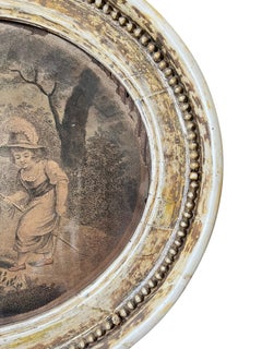 Late 18th Century Pair of Oval Colour Stipple Engravings of Children Playing