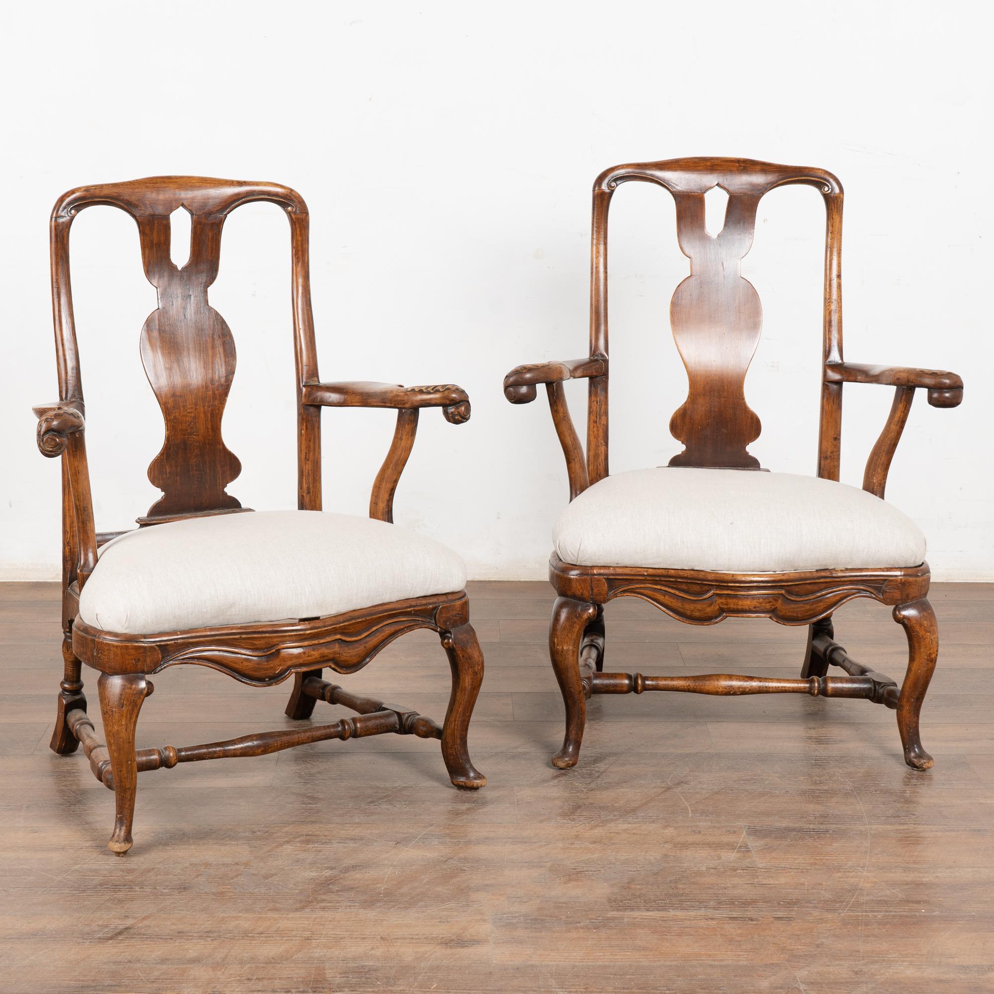 Late 18th Century Pair of Swedish Rococo Walnut Armchairs For Sale