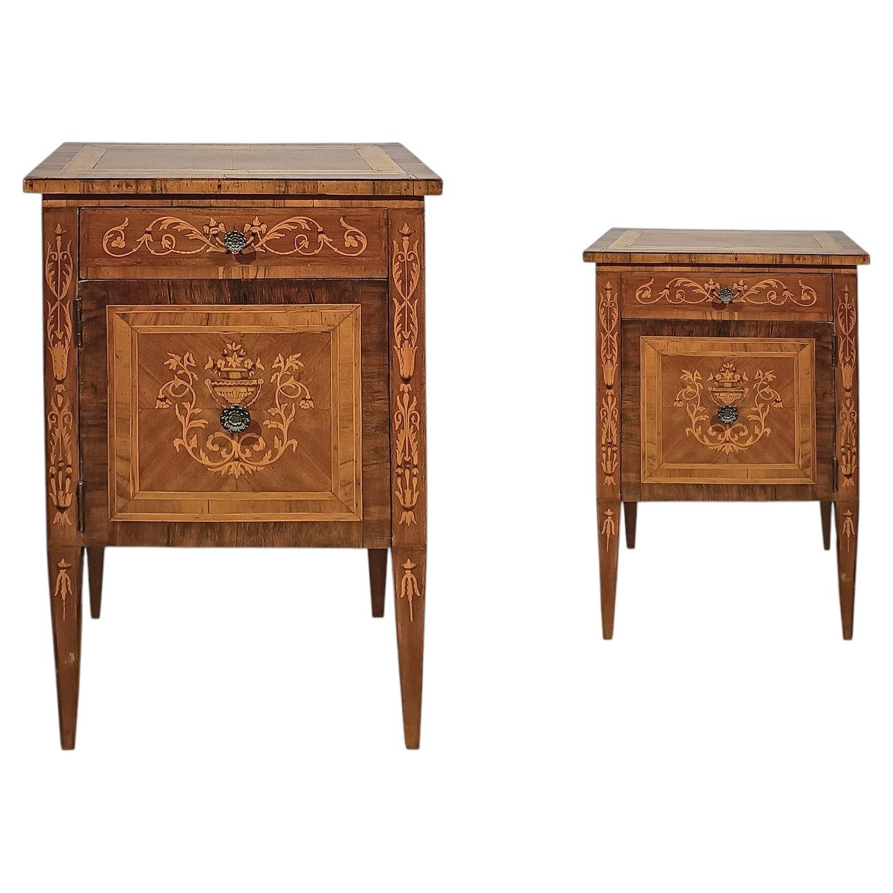 LATE 18th CENTURY PAIR OF TUSCAN NEOCLASSICAL BEDSIDE TABLES