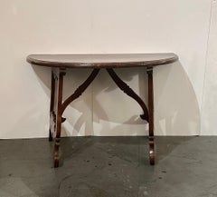 Late 18th Century Pair of Walnut Tuscan Demi-lune Console Tables