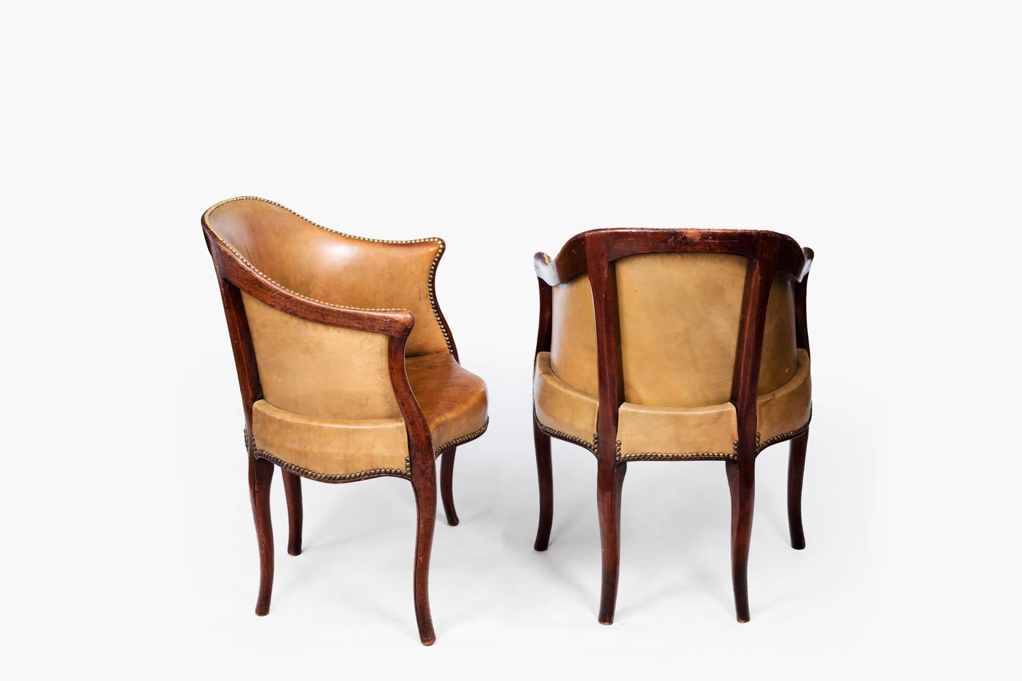 George III Late 18th Century Pair Tub Library Armchairs
