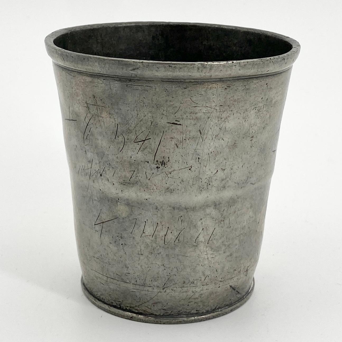 Hand-Crafted Late 18th Century Pewter Wine Beaker or Cup, Denmark For Sale