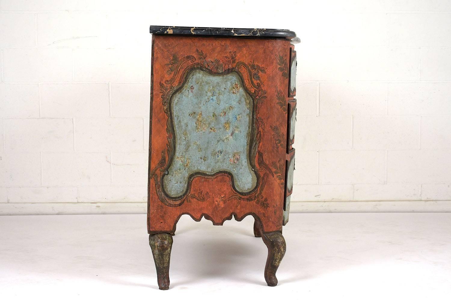 Beveled Late 18th Century Polychrome Chest of Drawers