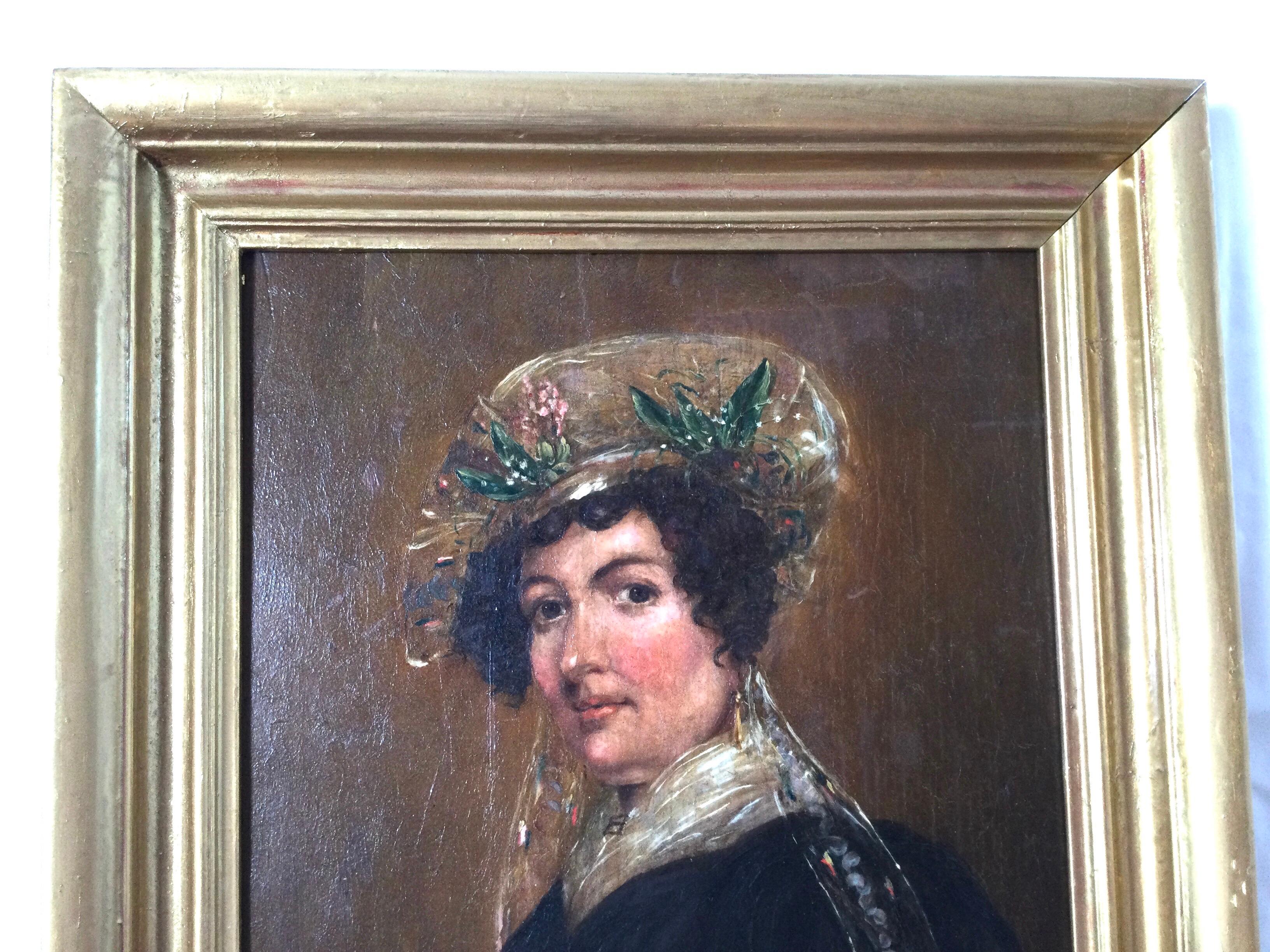 Late 18th Century Portrait of a Lady with Bonnet In Good Condition In Lambertville, NJ