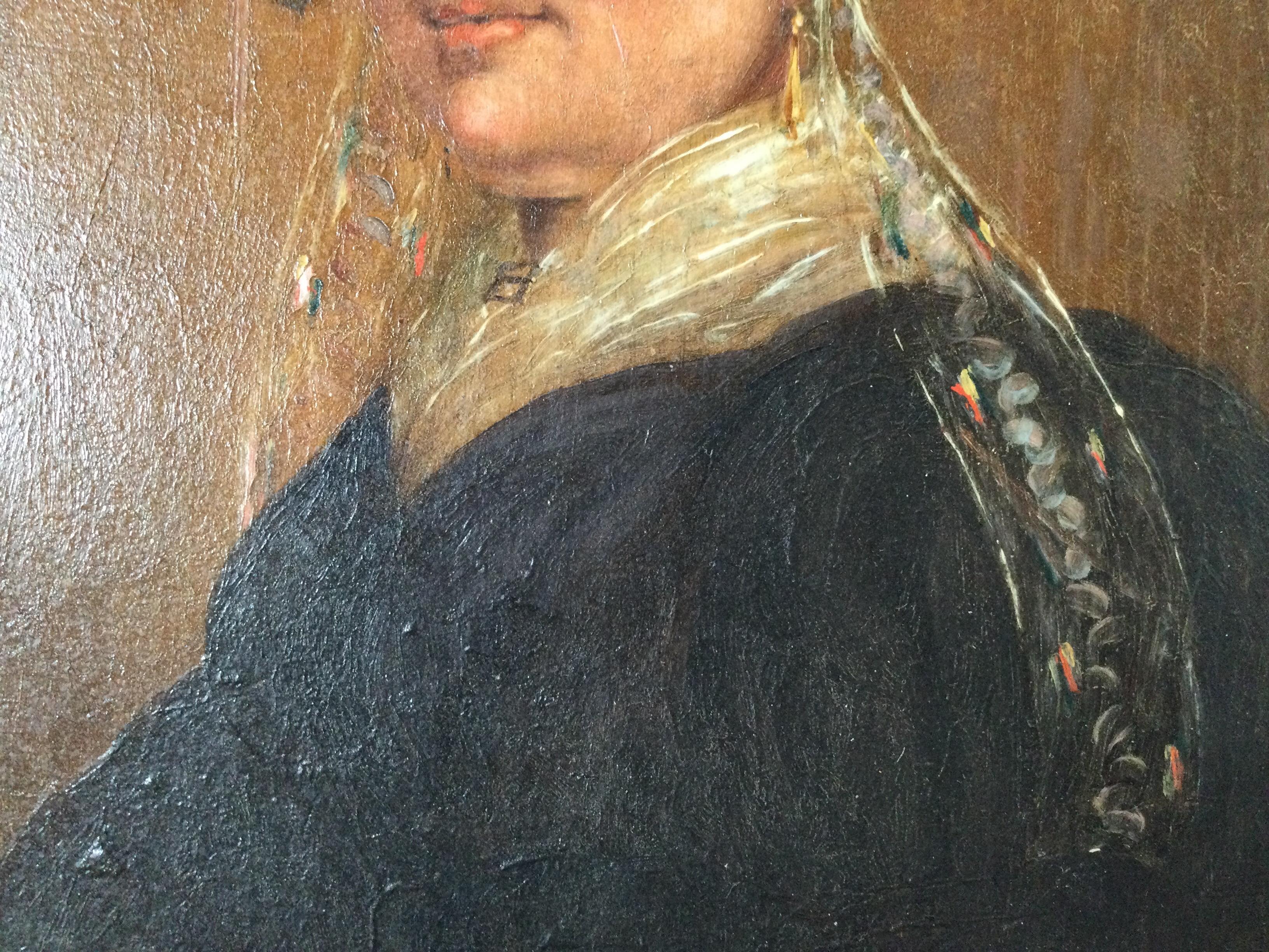 Canvas Late 18th Century Portrait of a Lady with Bonnet