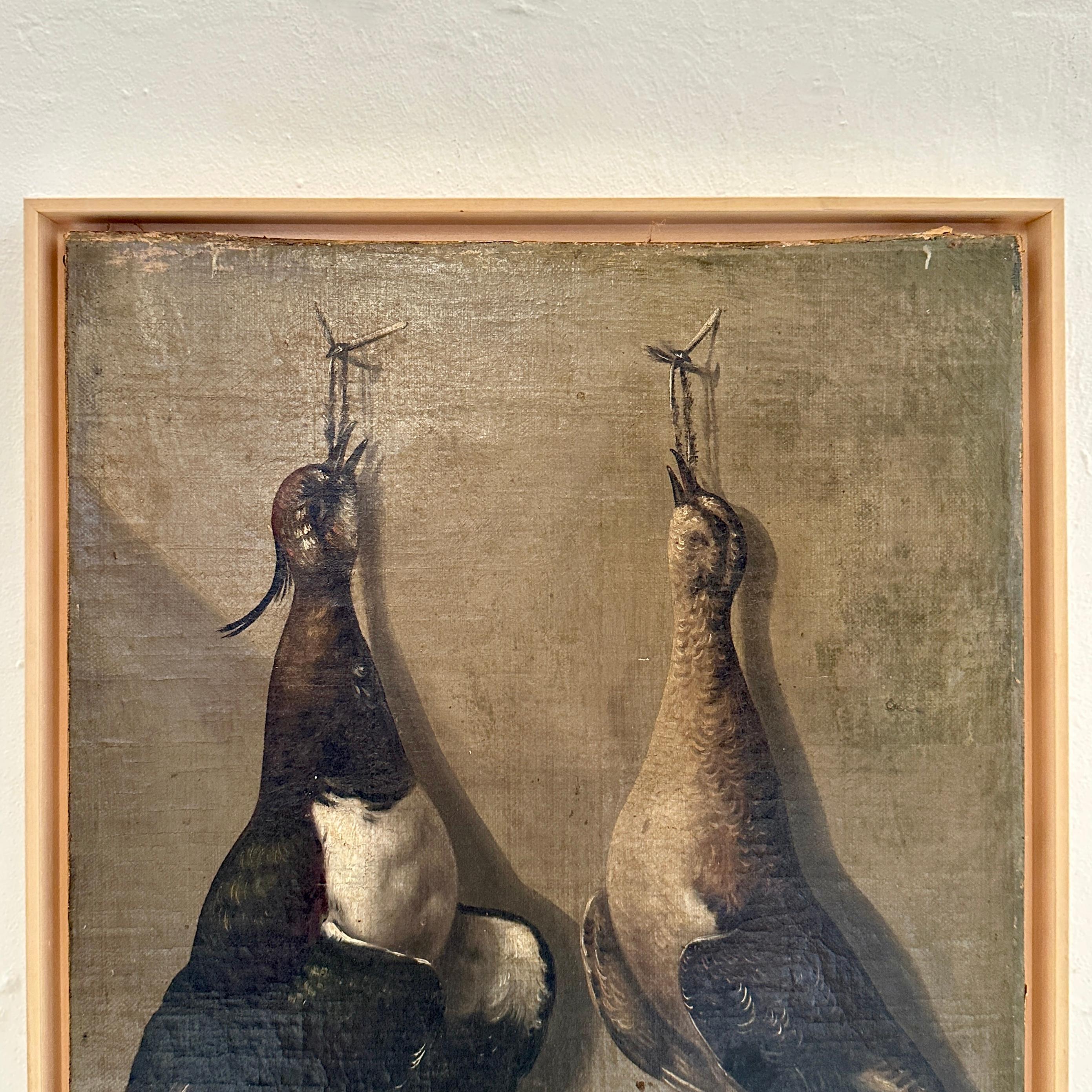 Canvas Late 18th Century Realism Still-Life Oil Painting of Birds, Heinrich Lihl, 1780 For Sale