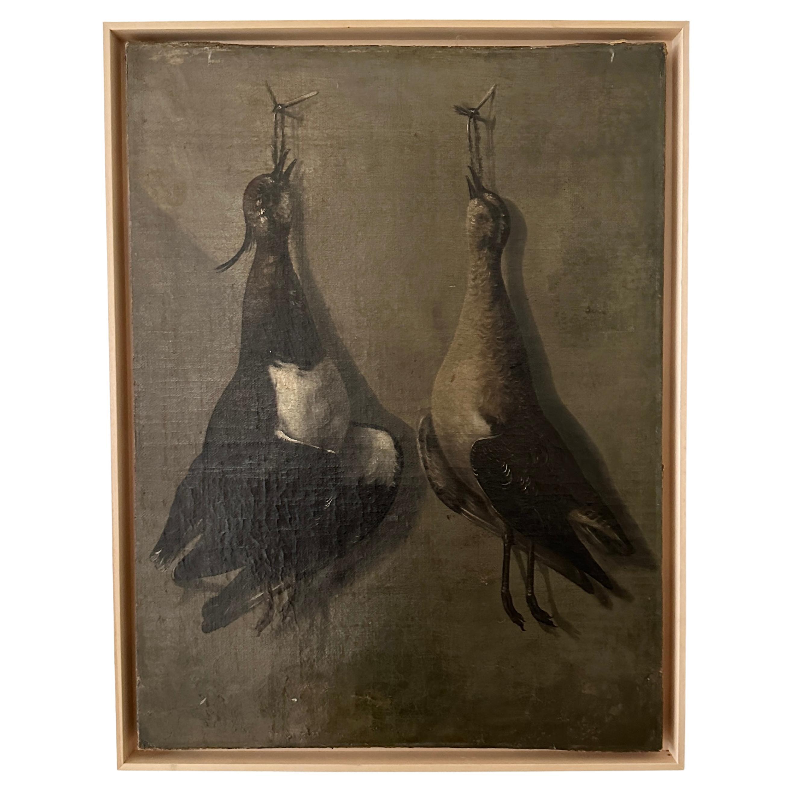 Late 18th Century Realism Still-Life Oil Painting of Birds, Heinrich Lihl, 1780 For Sale