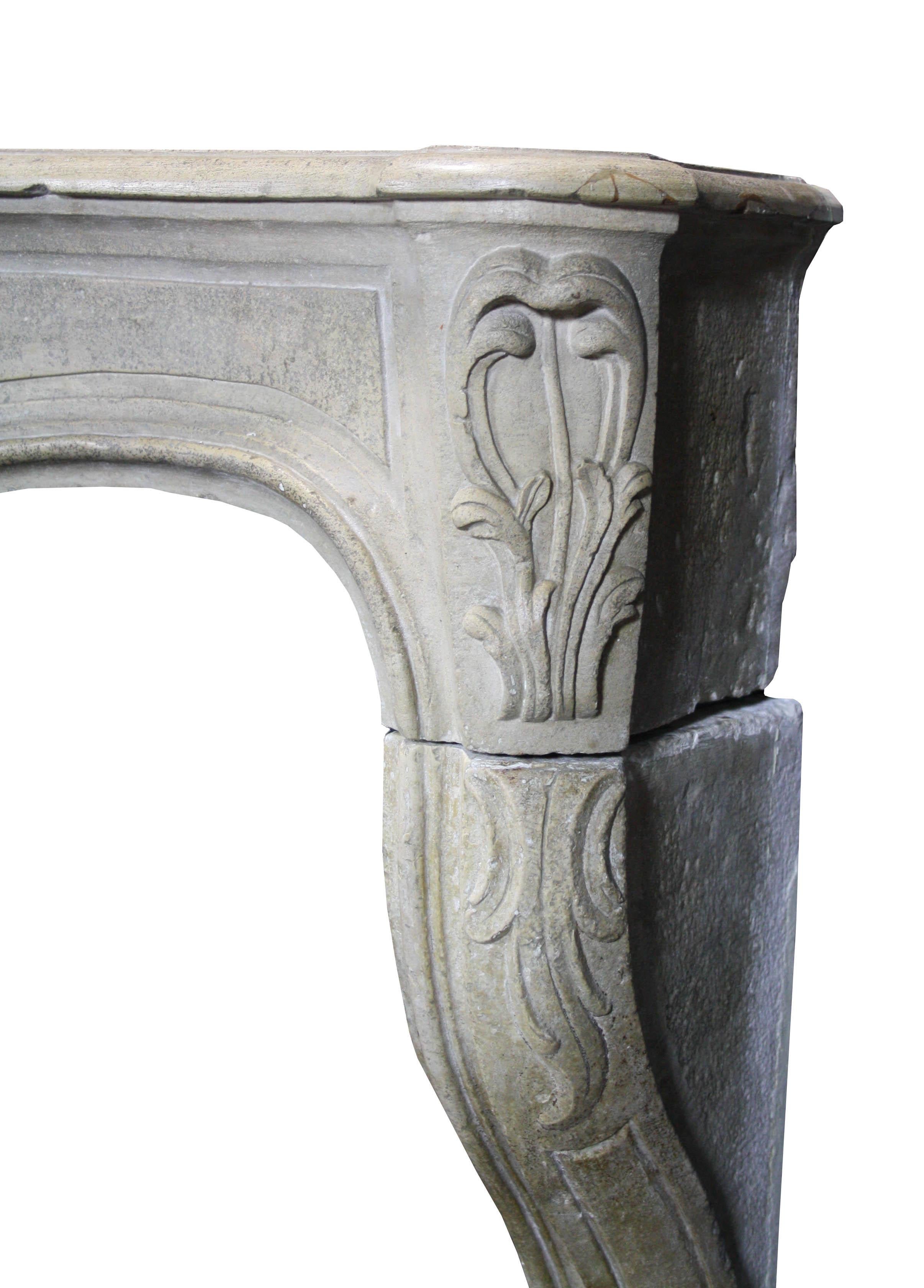 Late 18th Century Reclaimed Louis XV Stone Mantel In Fair Condition For Sale In Wormelow, Herefordshire