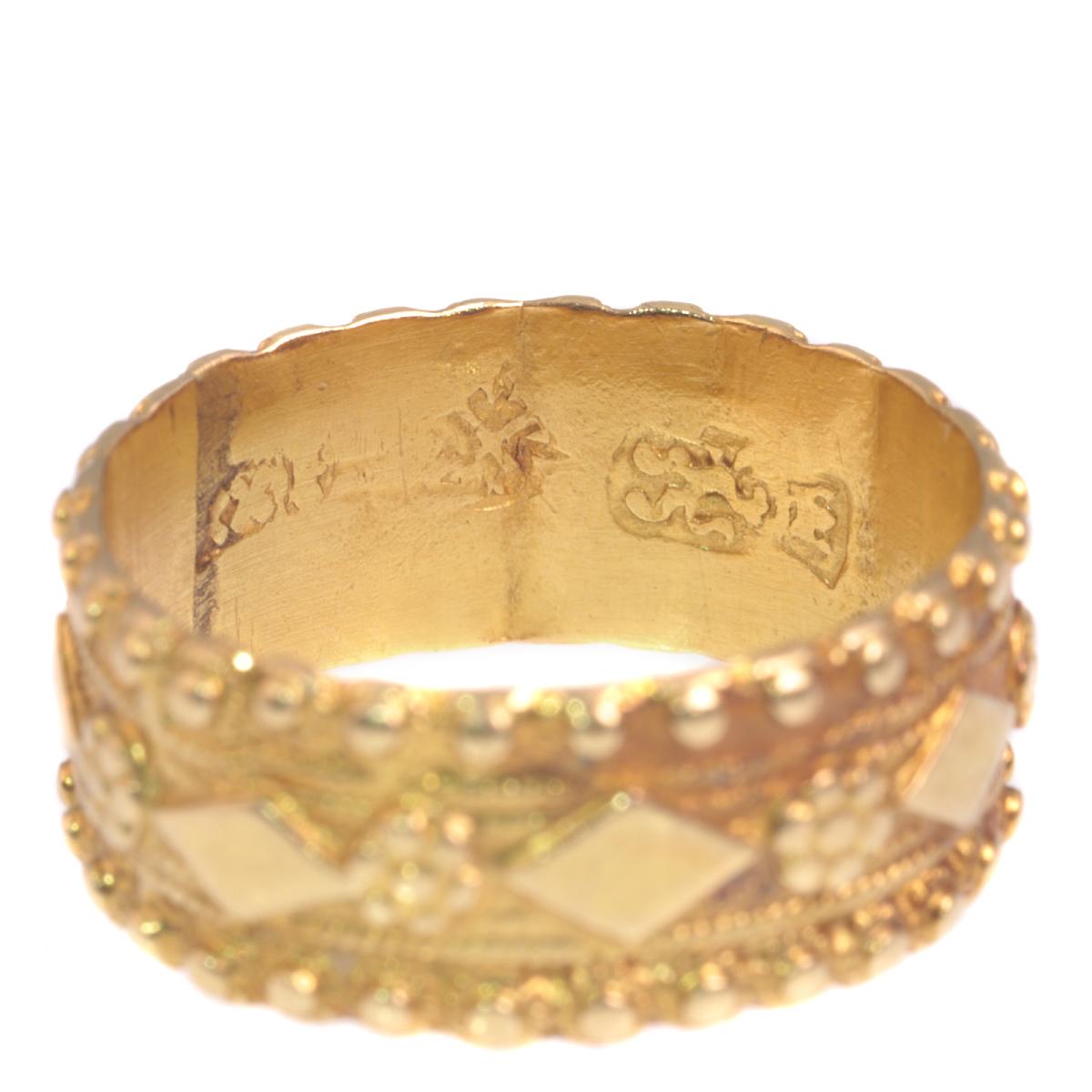 Late 18th Century Rococo Dutch Gold Ring with Amsterdam Hallmarks, 1780s For Sale 4