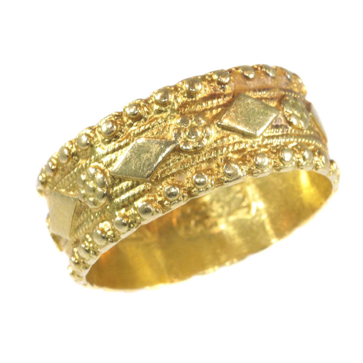 Late 18th Century Rococo Dutch Gold Ring with Amsterdam Hallmarks, 1780s For Sale 1
