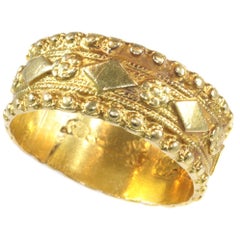 Late 18th Century Rococo Dutch Gold Ring with Amsterdam Hallmarks, 1780s