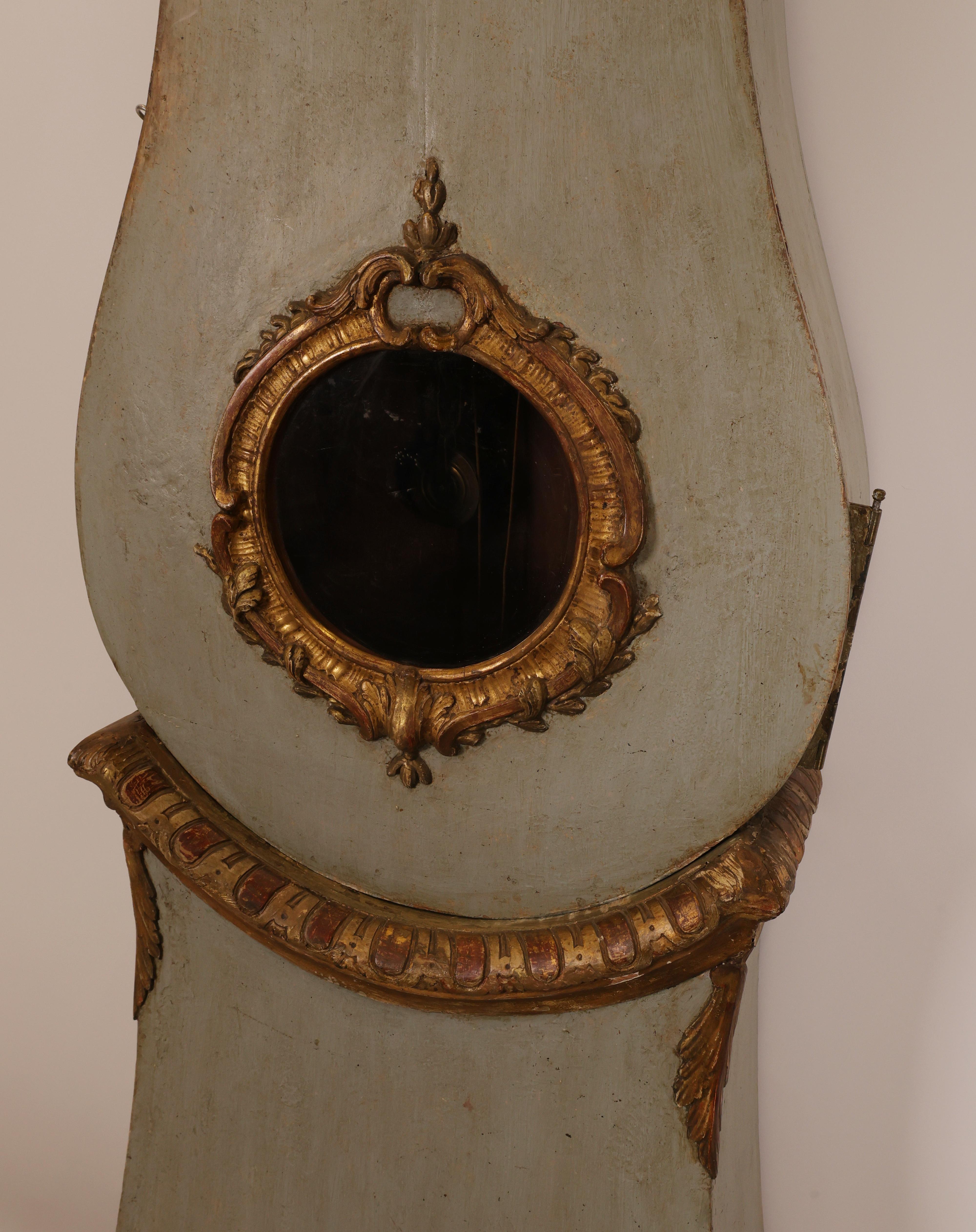 Swedish Late 18th Century Rococo Grandfather Clock signed Hans Wessman For Sale