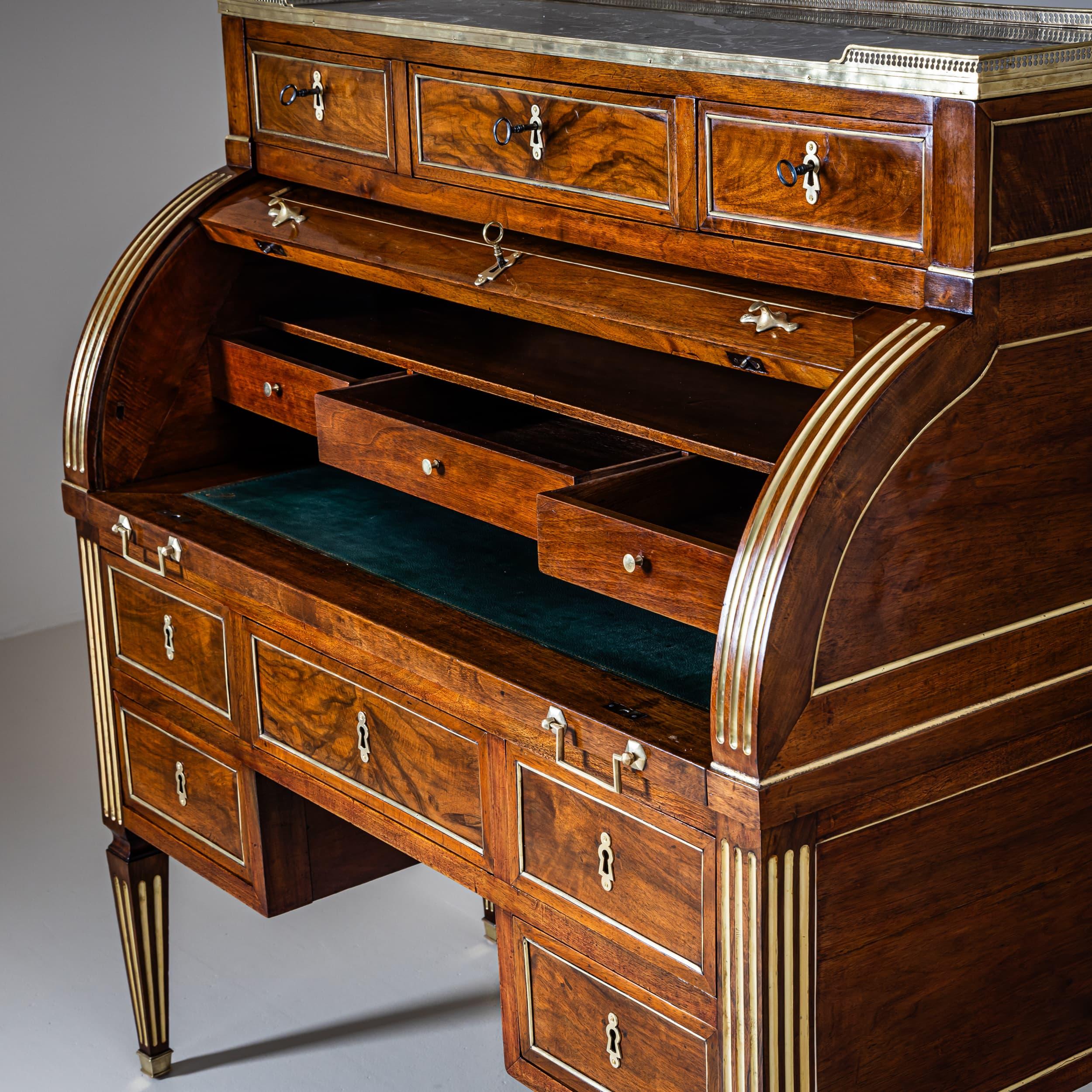 Brass Late 18th Century Roll-Top Bureau, France For Sale