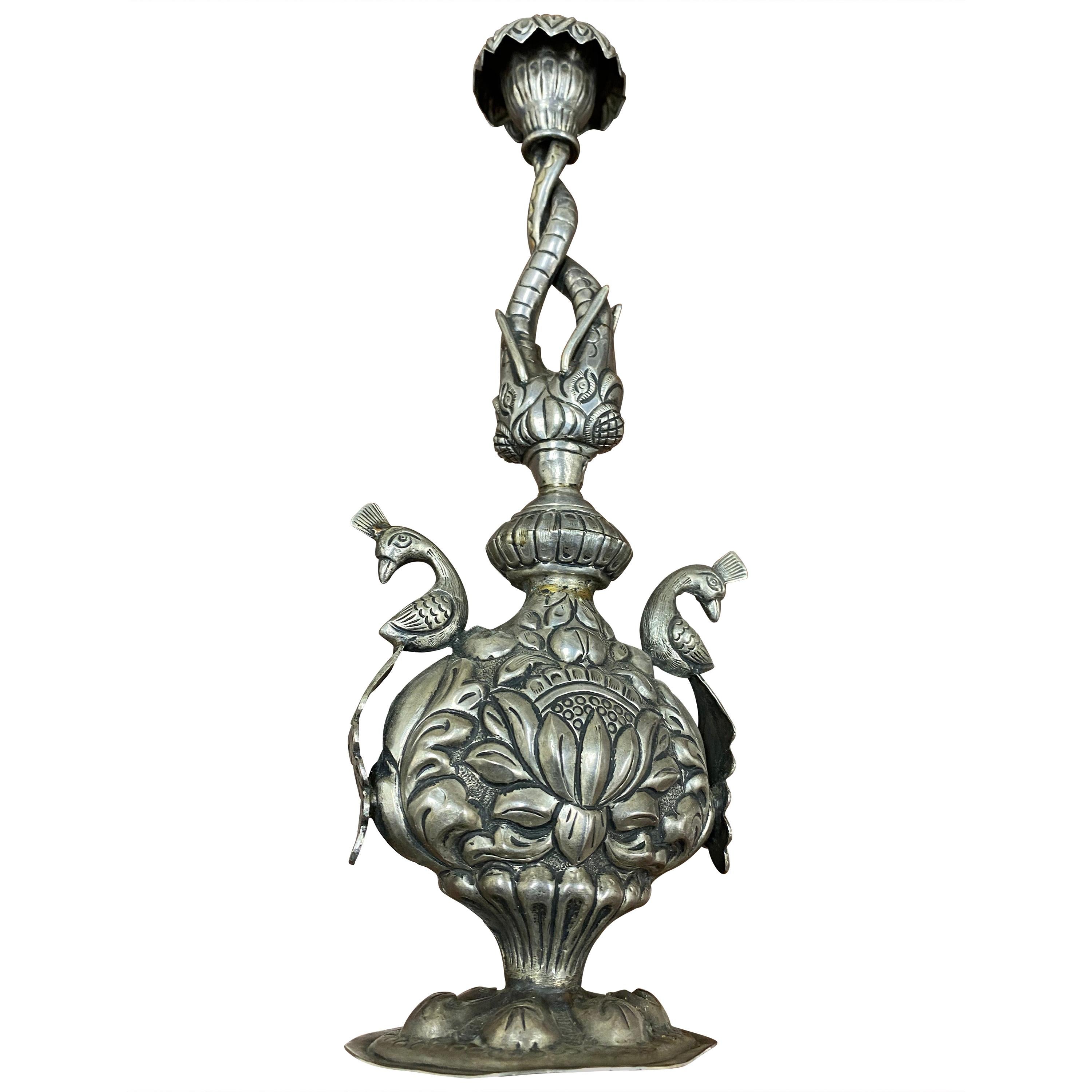 Late 18th Century Rose Water Dispenser, Hand Carved Silver Dispenser For Sale