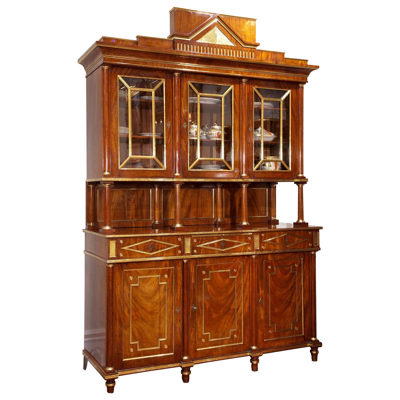 Russian Display 18th Century Imperial Russian Gilt Bronze, Brass and Mahogany Display ...