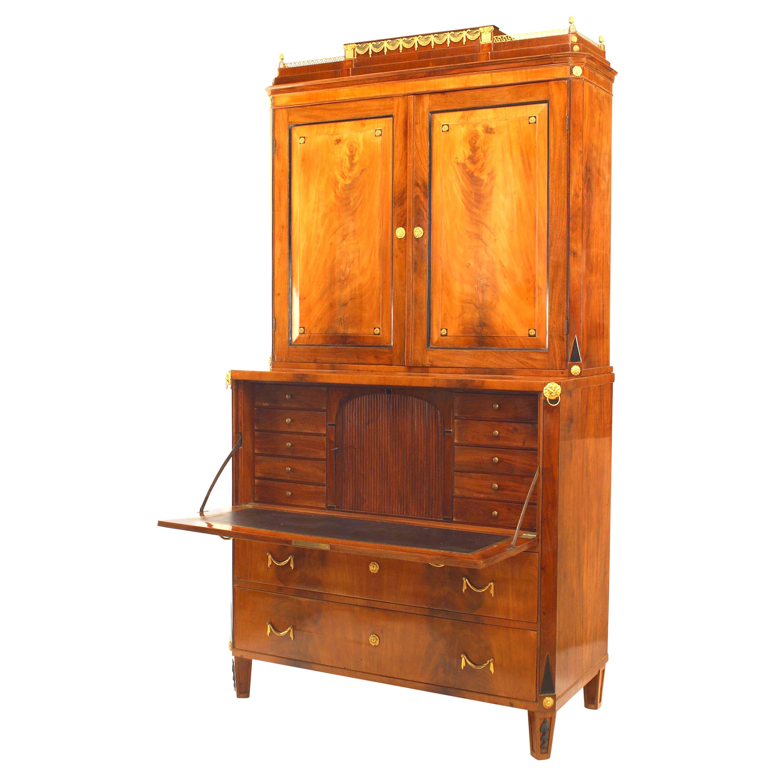 Russian Neoclassic Mahogany Secretaire For Sale