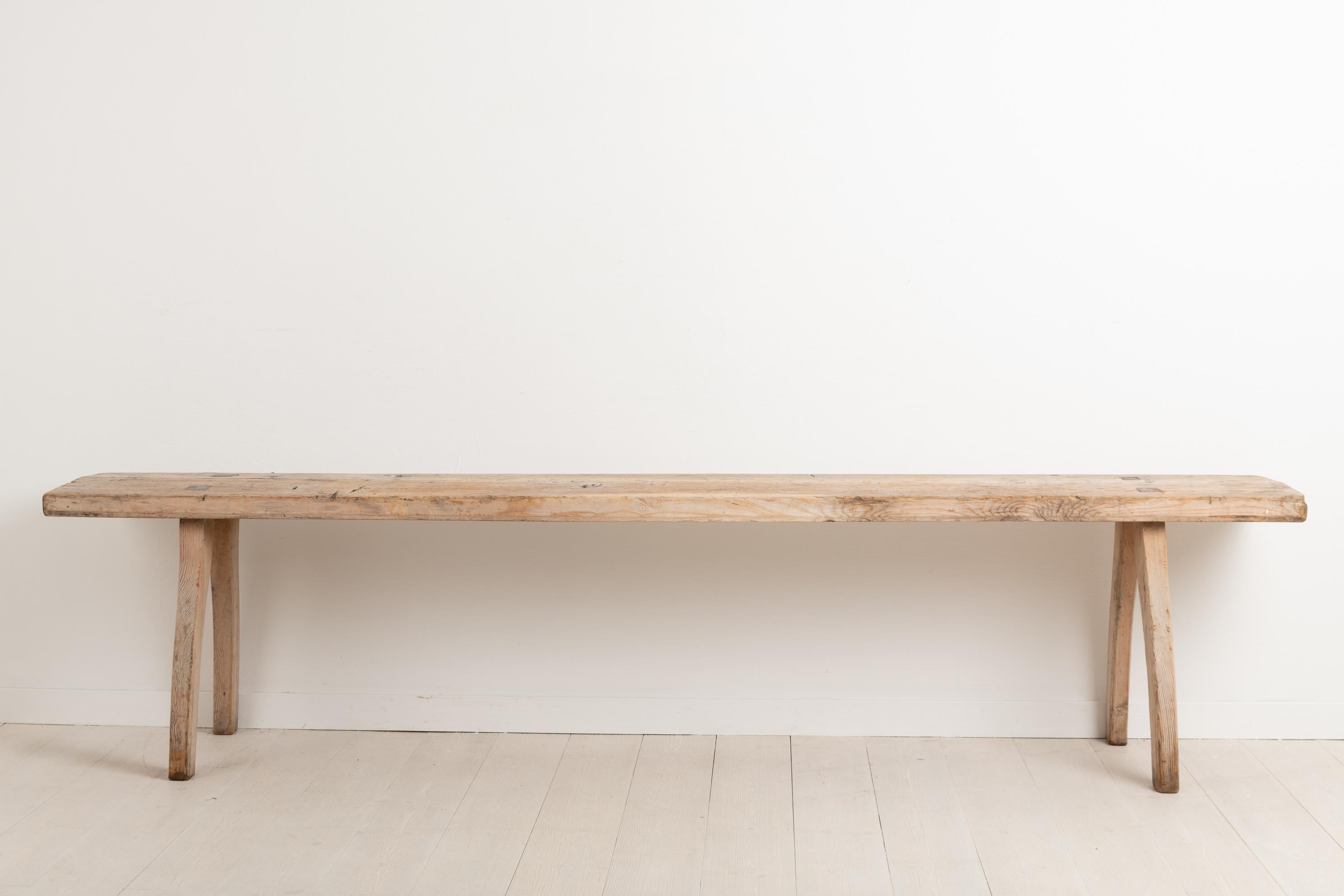 Hand-Crafted Late 18th Century Rustic Bench in Swedish Pine