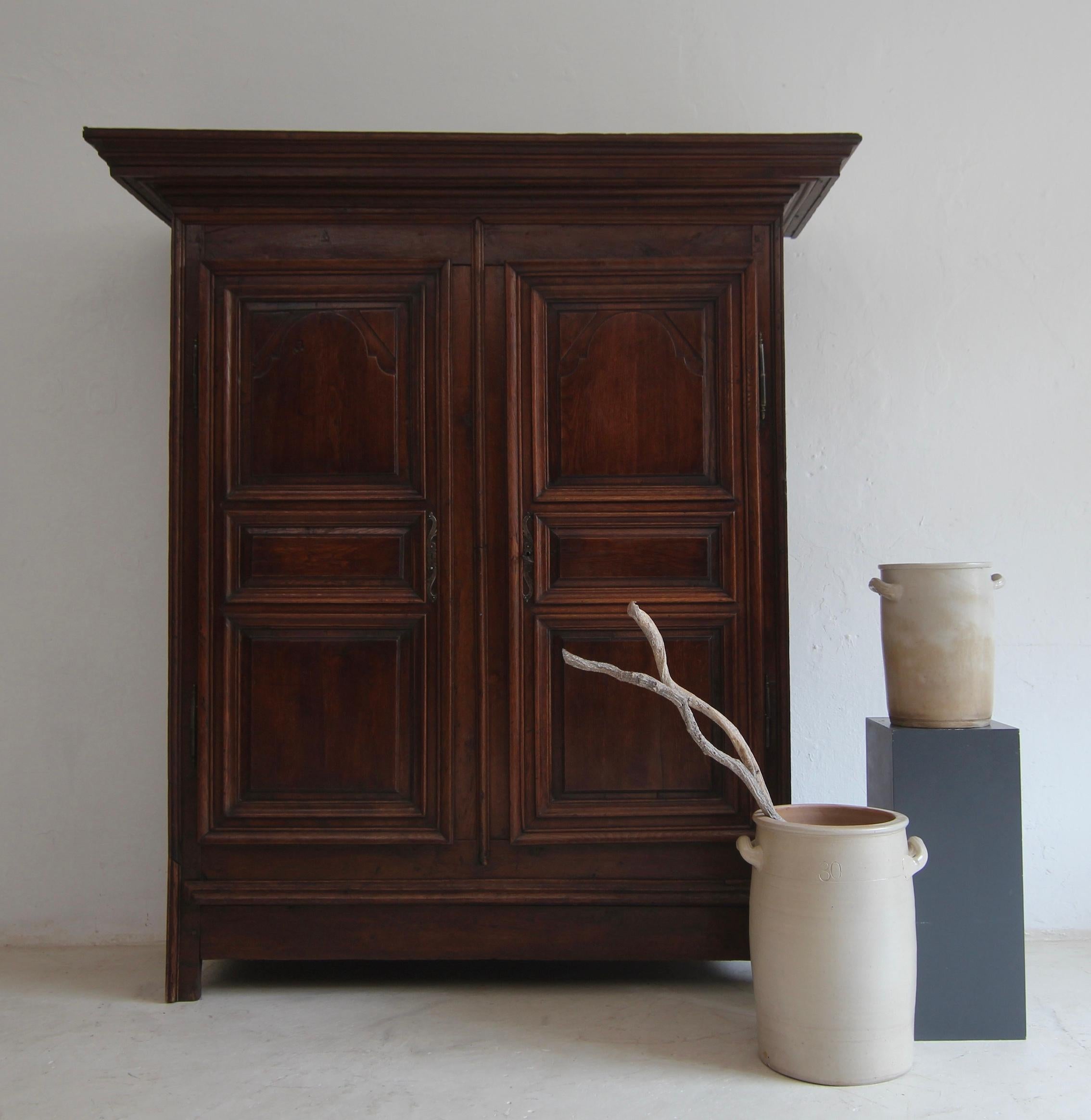 European Late 18th Century Rustic Oak Cabinet For Sale