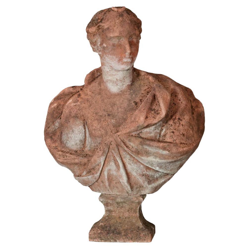 Late 18th Century Sandstone Bust in Classical Greco-Roman Dress For Sale