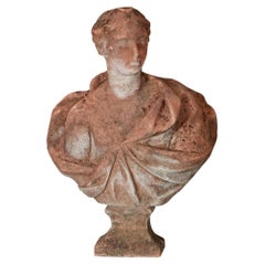 Late 18th Century Sandstone Bust in Classical Greco-Roman Dress