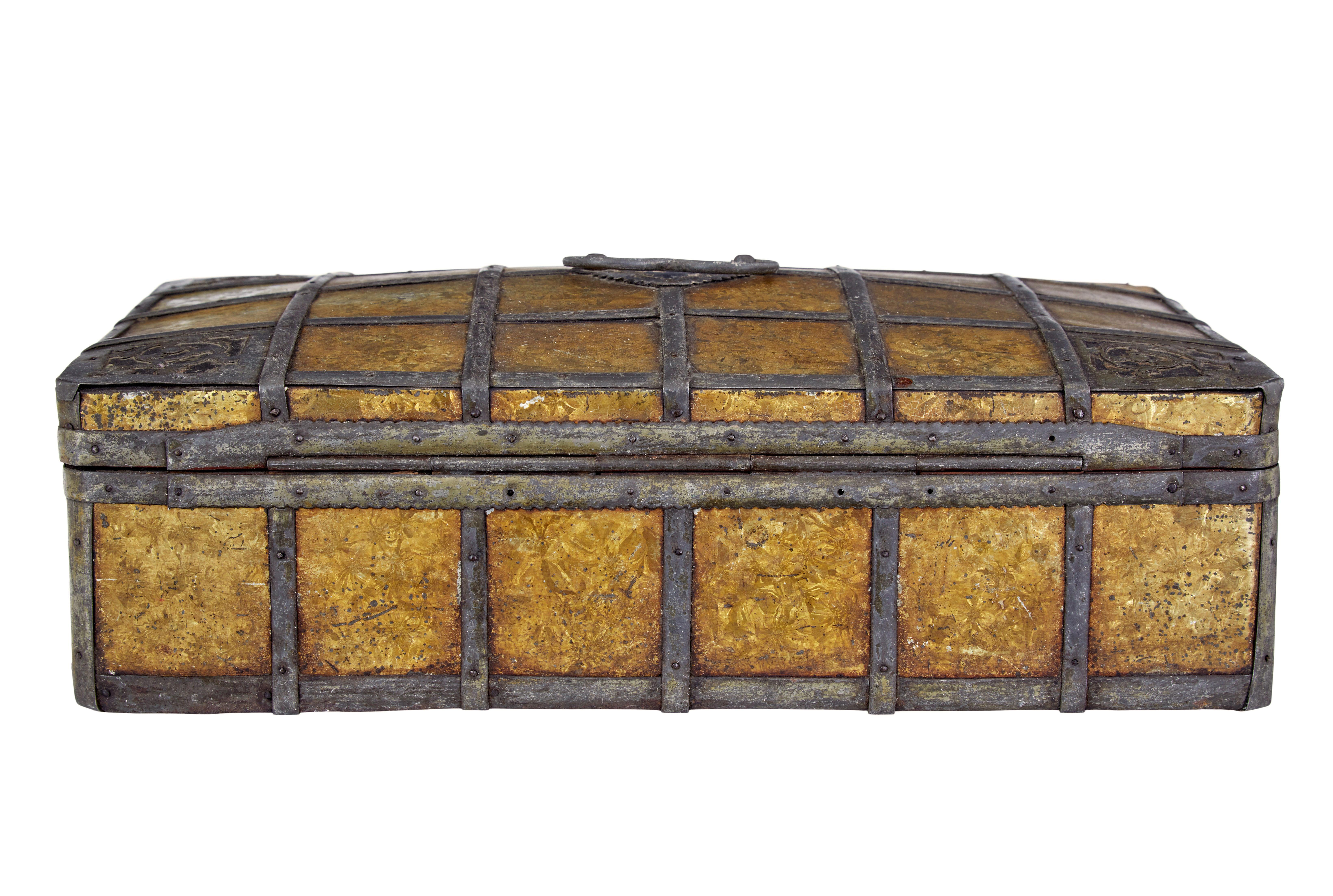 Gustavian Late 18th Century Scandinavian Metal Bound Box For Sale