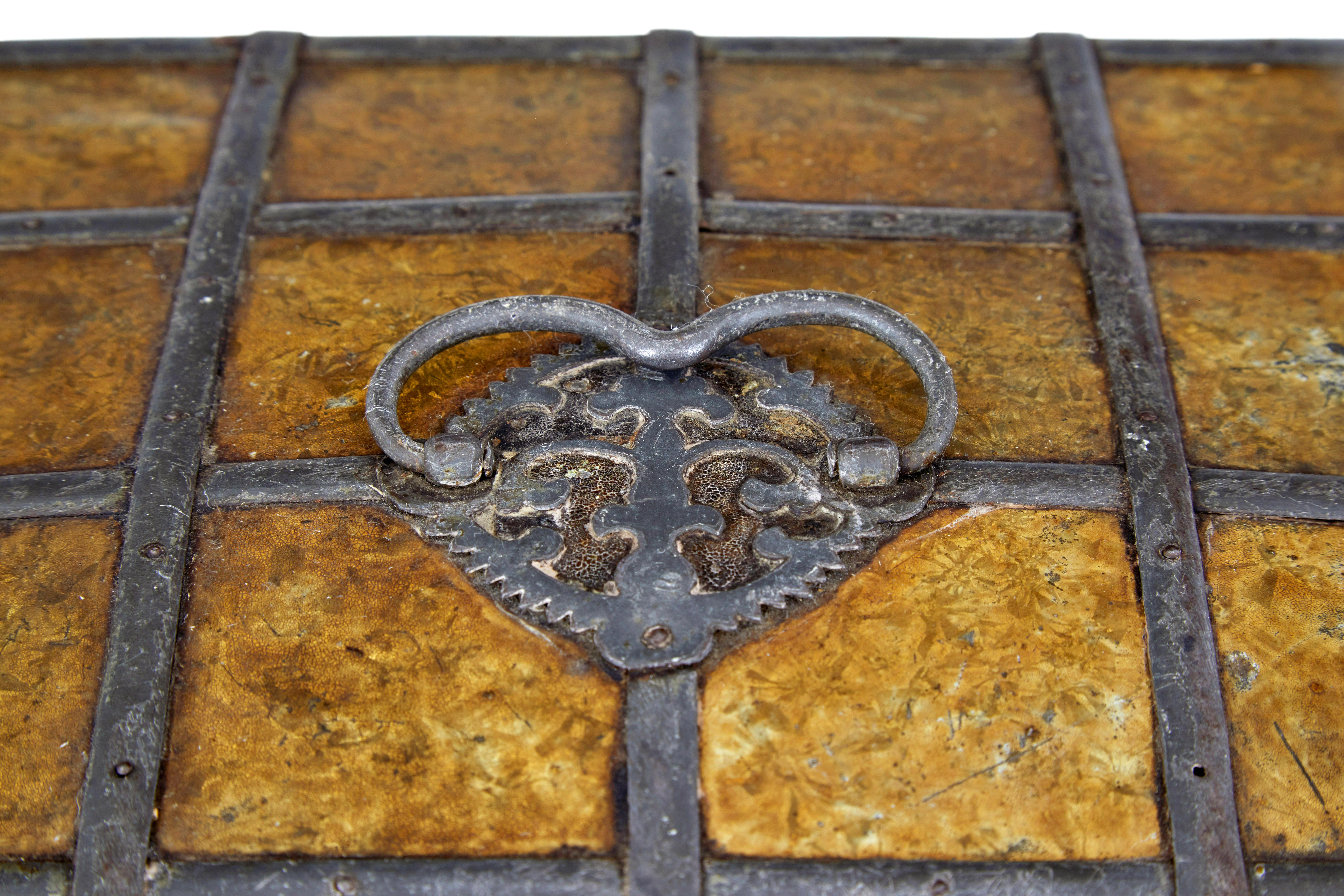 Metal Late 18th century Scandinavian metal bound box For Sale