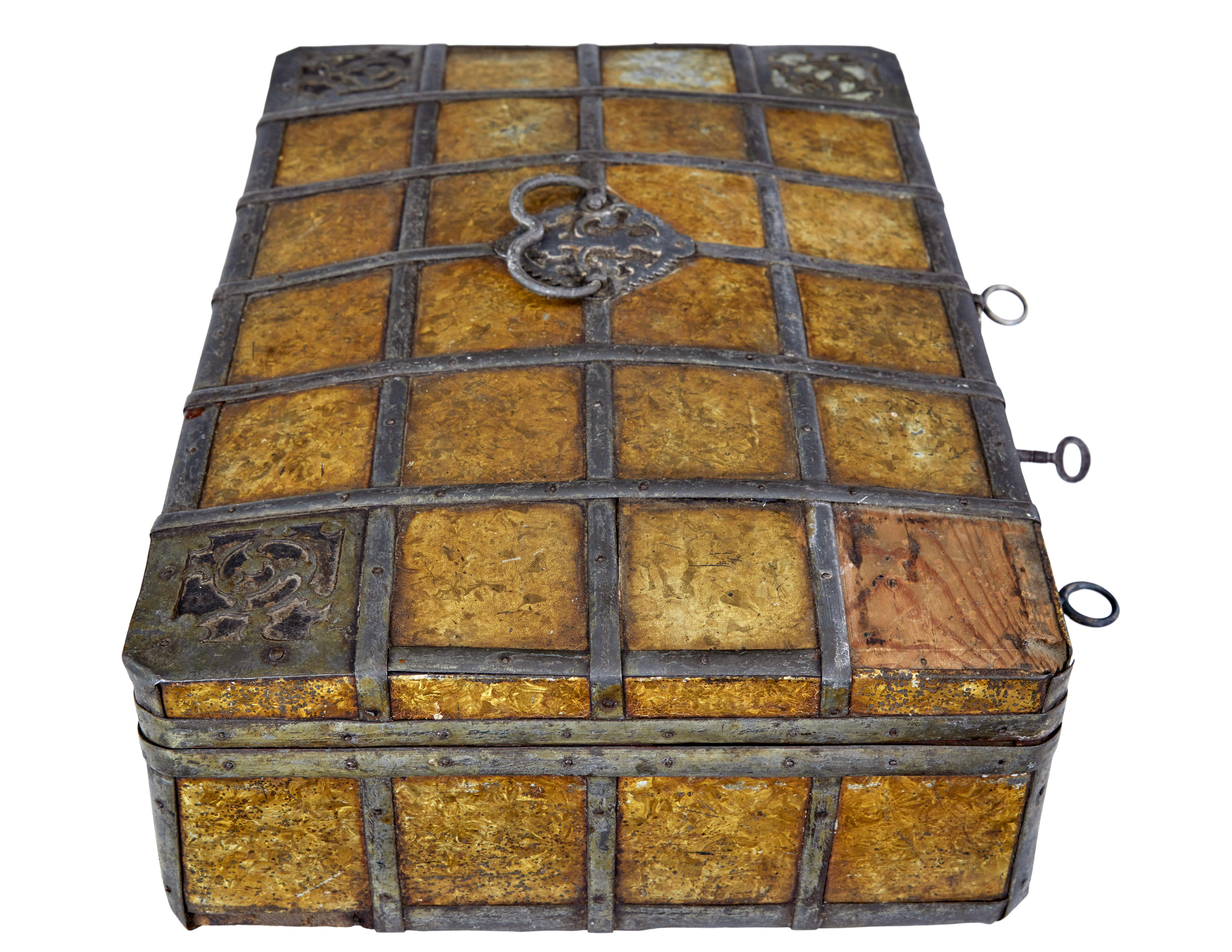 Late 18th Century Scandinavian Metal Bound Box For Sale 2