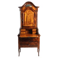 Late 18th Century Secretaire with Architectural Marquetry, Italy, circa 1770