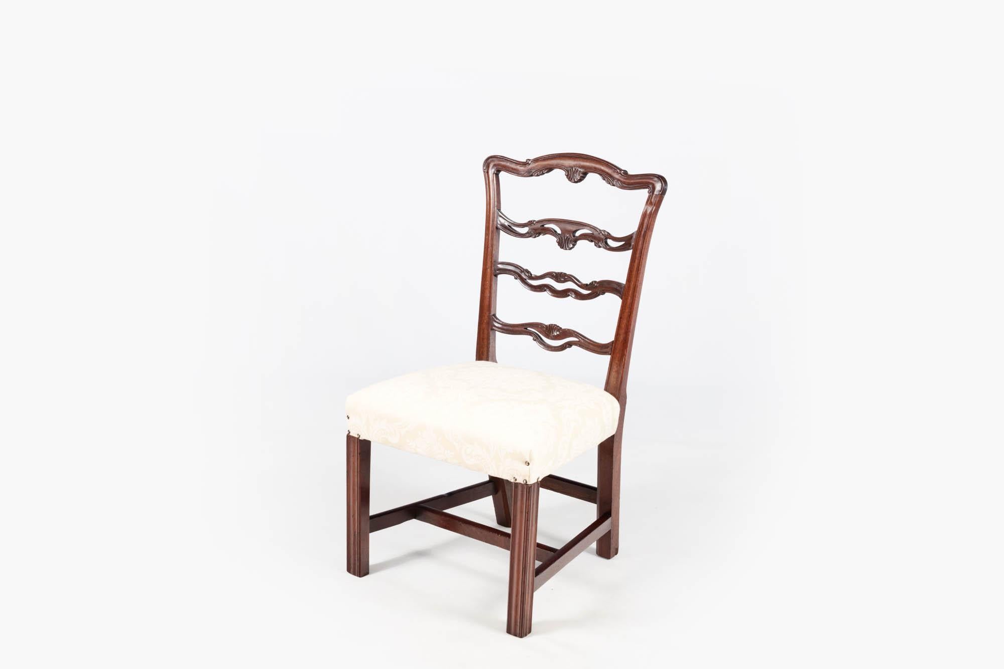 Late 18th Century Set of Six Ladder Back Dining Chairs For Sale 2