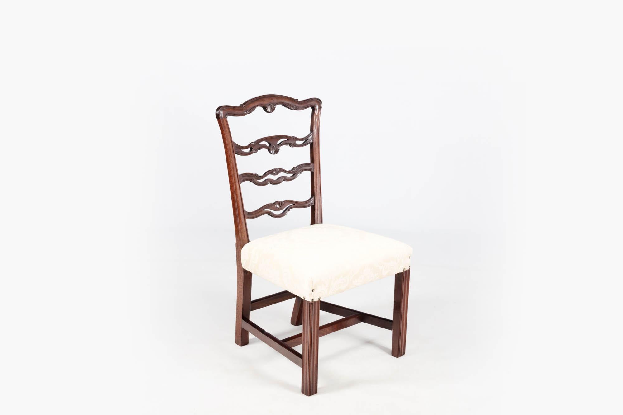 Late 18th Century Set of Six Ladder Back Dining Chairs For Sale 3